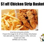 Chick strip basket $1 off internet coup